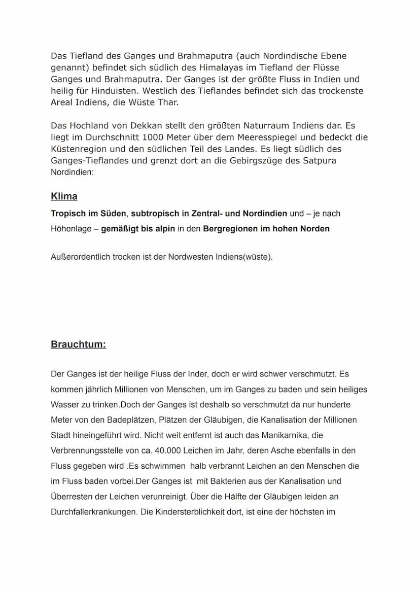 Steckbrief
Indien
Indien kommt von ,,Indus"-> bedeutet Fluss
Betrachtet man Indien von oben, so sieht es aus wie ein Dreieck. Das Land liegt