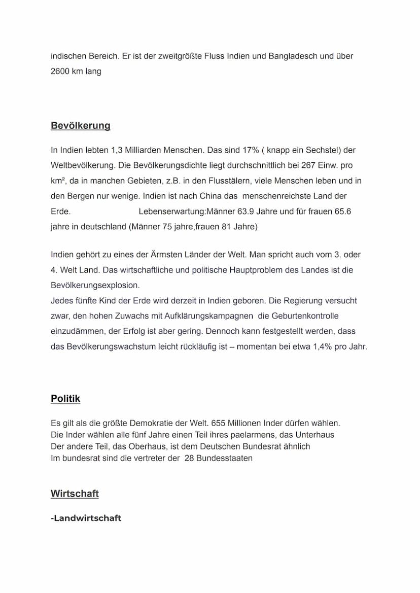 Steckbrief
Indien
Indien kommt von ,,Indus"-> bedeutet Fluss
Betrachtet man Indien von oben, so sieht es aus wie ein Dreieck. Das Land liegt