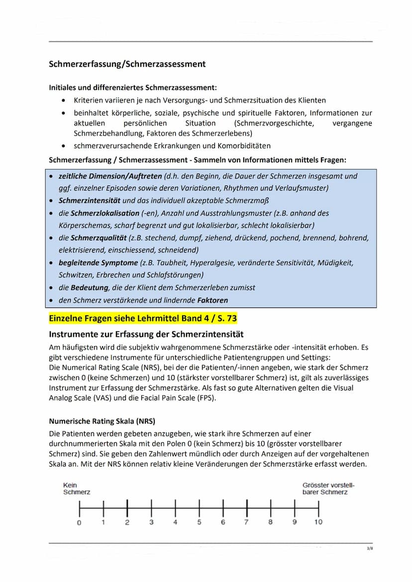Schmerzmanagement in der Pflege
Definition Schmerz
Schmerz ist eine unangenehme und leidvolle Empfindung mit unterschiedlicher Qualität,
Int