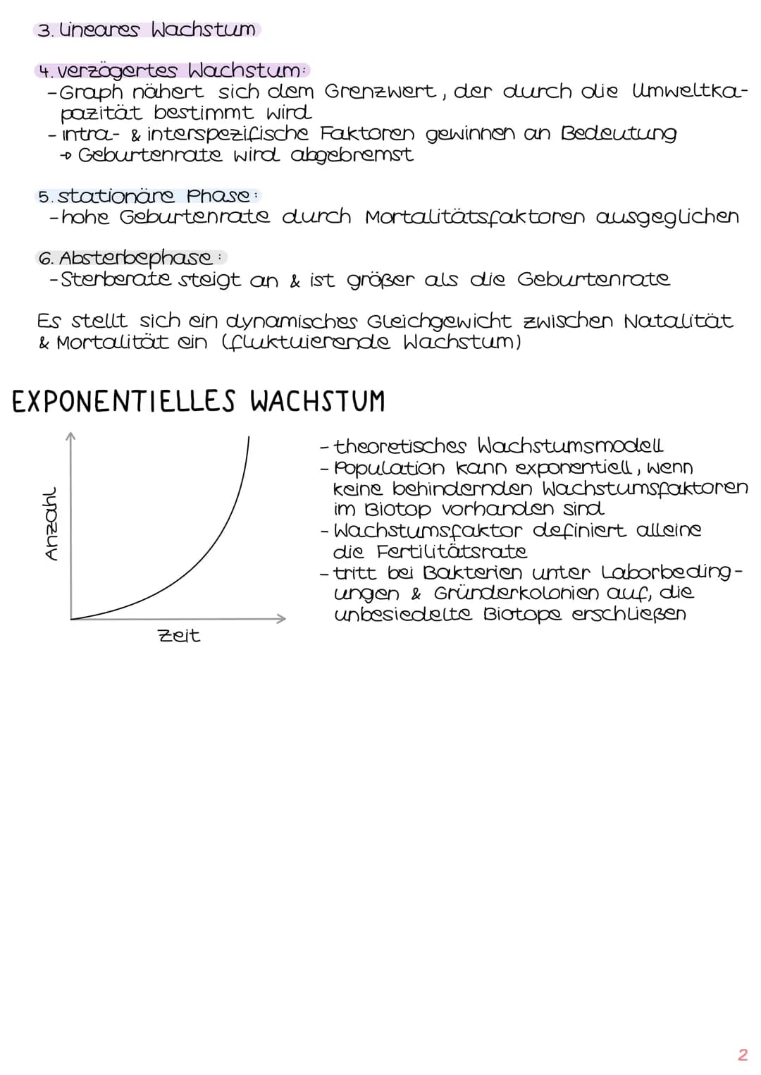 1
POPULATIONSÖKOLOGIE
2.
3.
Biologie
Klausur Ökologie
Populationswachstum
Populationen (S. 1
→ verschiedene Formen des Wachstums IS. 1-2
→ F