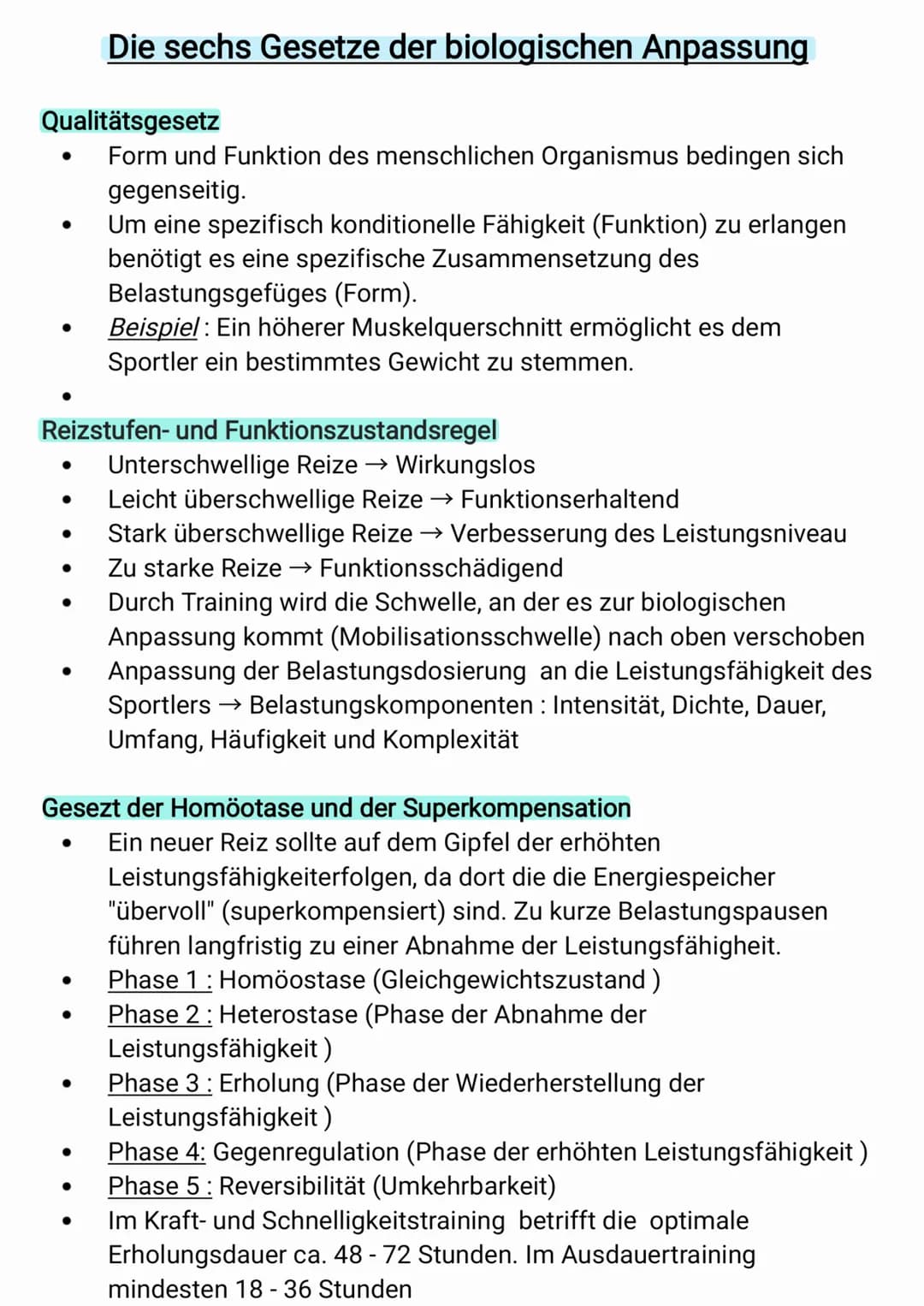 Qualitätsgesetz
Form und Funktion des menschlichen Organismus bedingen sich
gegenseitig.
Um eine spezifisch konditionelle Fähigkeit (Funktio