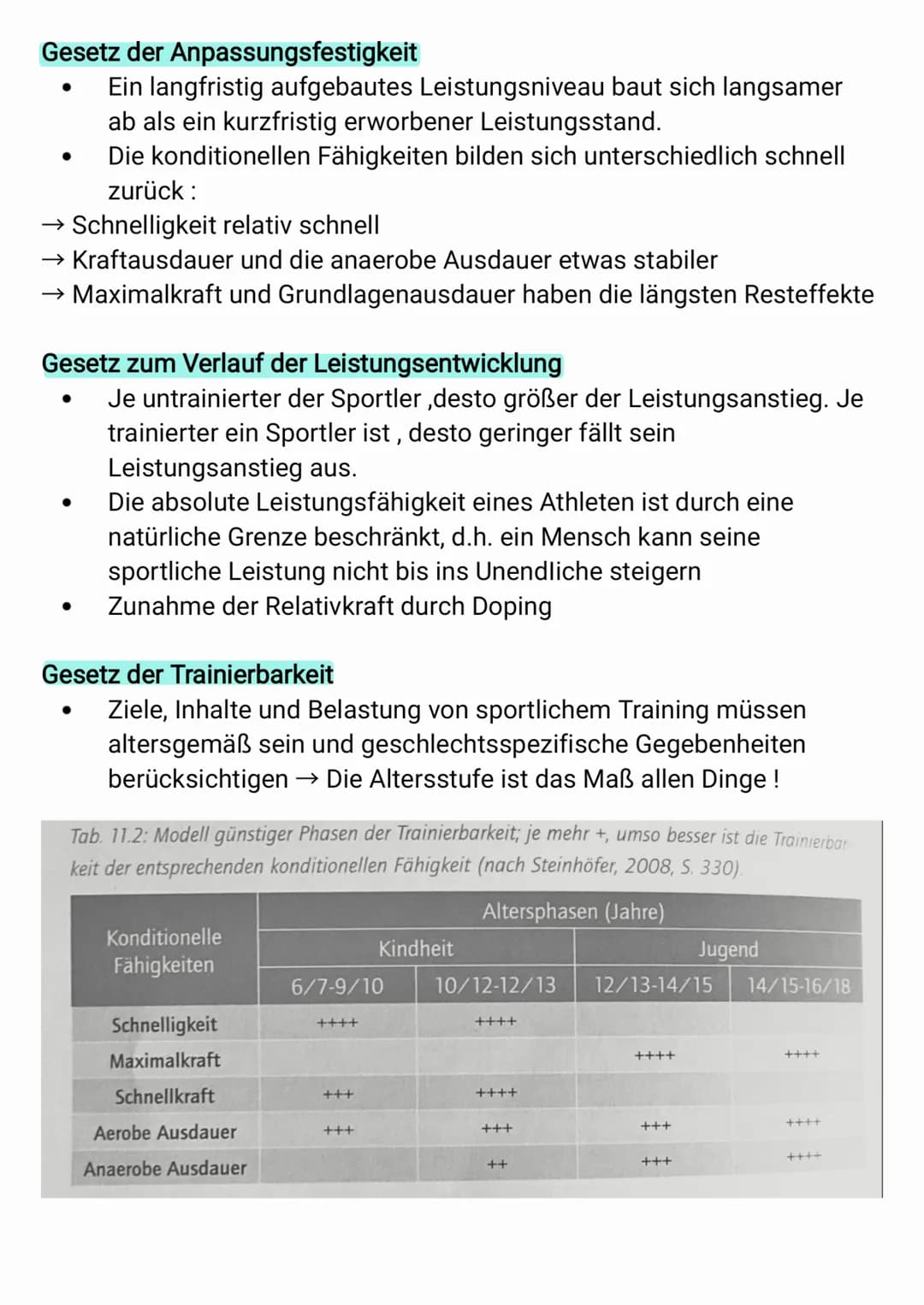 Qualitätsgesetz
Form und Funktion des menschlichen Organismus bedingen sich
gegenseitig.
Um eine spezifisch konditionelle Fähigkeit (Funktio