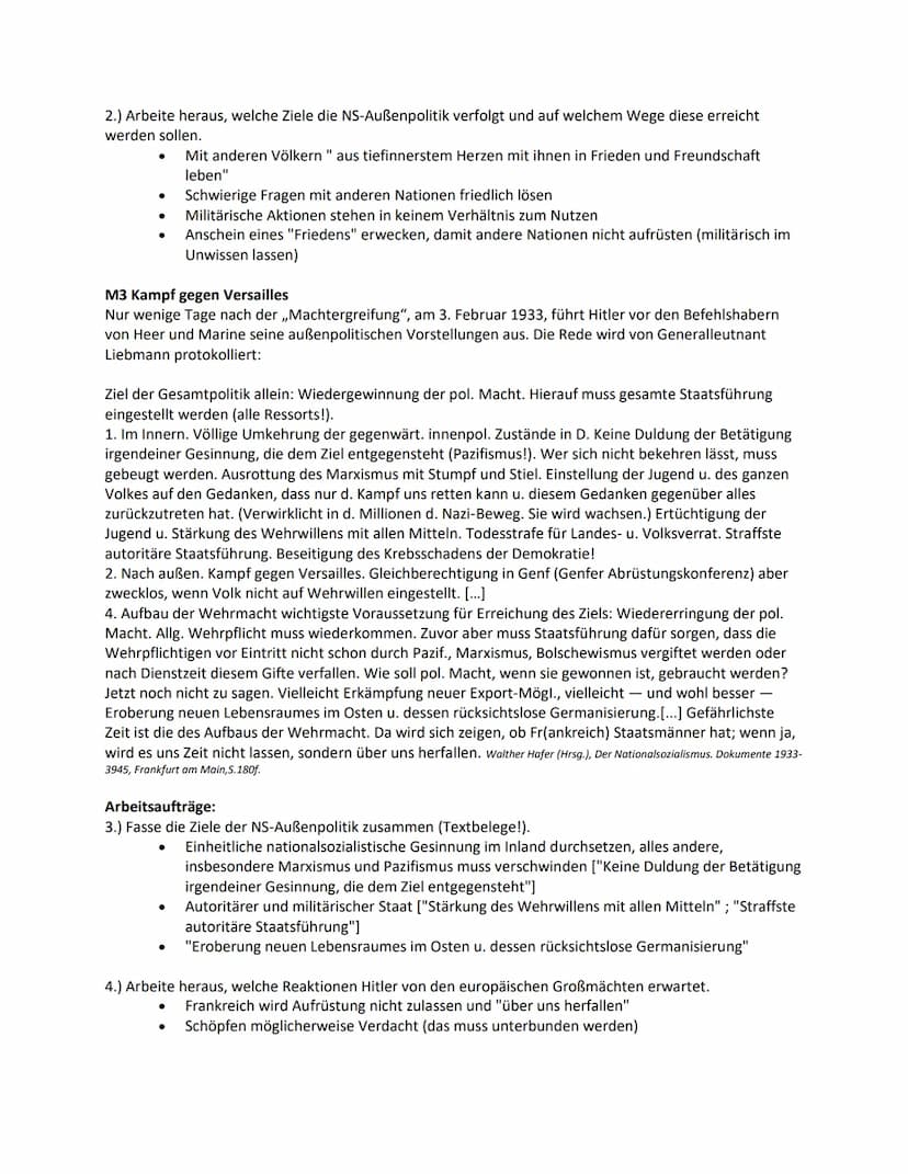 Die NS-Außenpolitik
M1: Frieden und Freundschaft
Für die Öffentlichkeit gibt Hitler am 17. Mai 1933 vor dem Reichstag erstmals eine außenpol