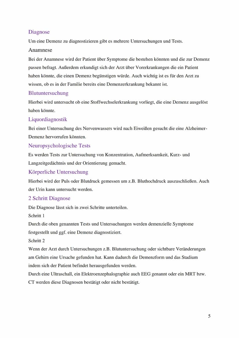 Demenz Inhaltsverzeichnis
1. Allgemeines
1.1 Primäre Demenz
1.2 Sekundäre Demenz
1.3 Alzheimer-Demenz
1.4 Vaskuläre Demenz
1.5 Frontotempora