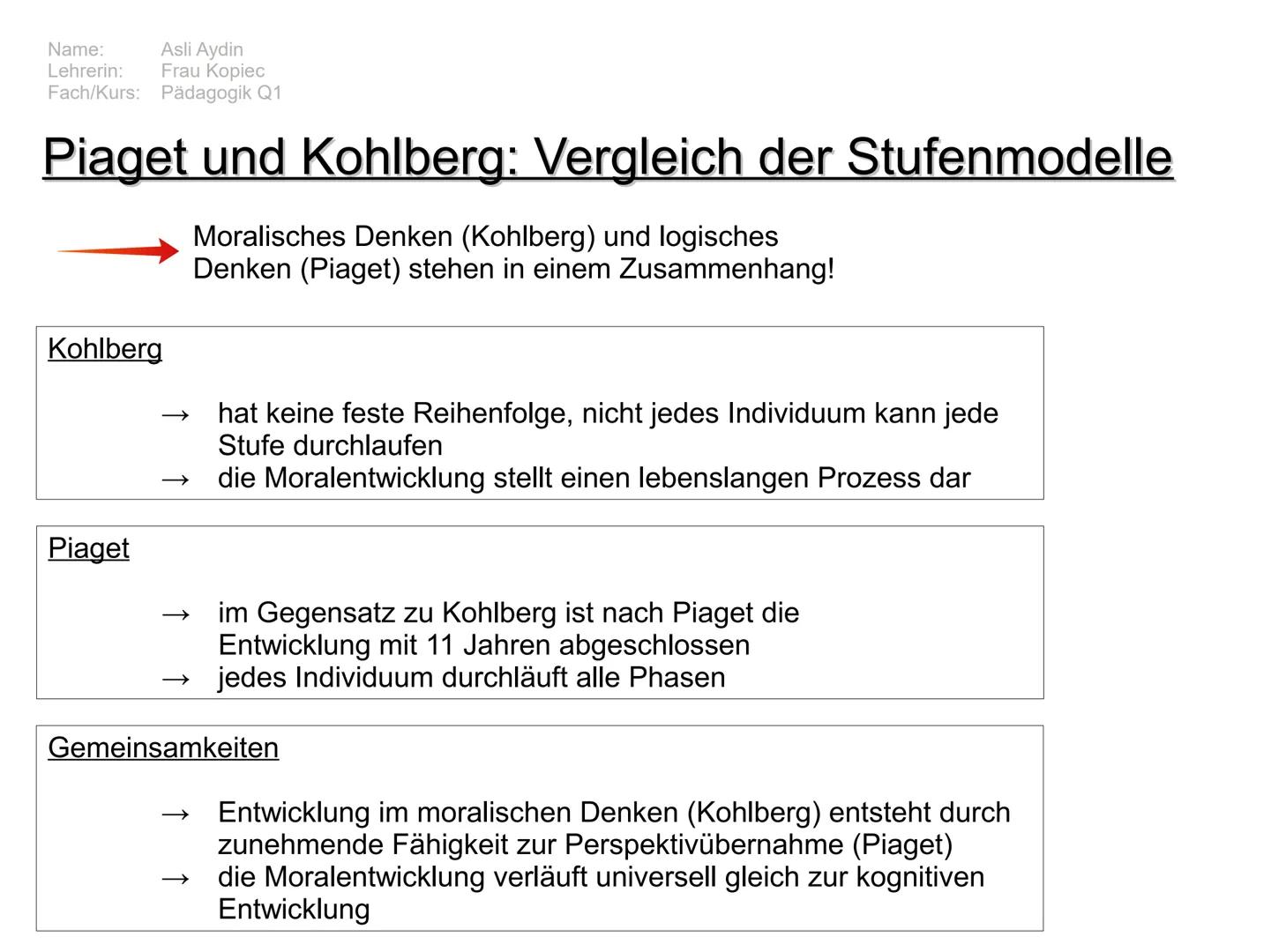 Name: Asli Aydin
Lehrerin: Frau Kopiec
Fach/Kurs: Pädagogik Q1

# Moralentwicklung

nach

# Kohlberg

Präkonventionelles Niveau/Präkonventio