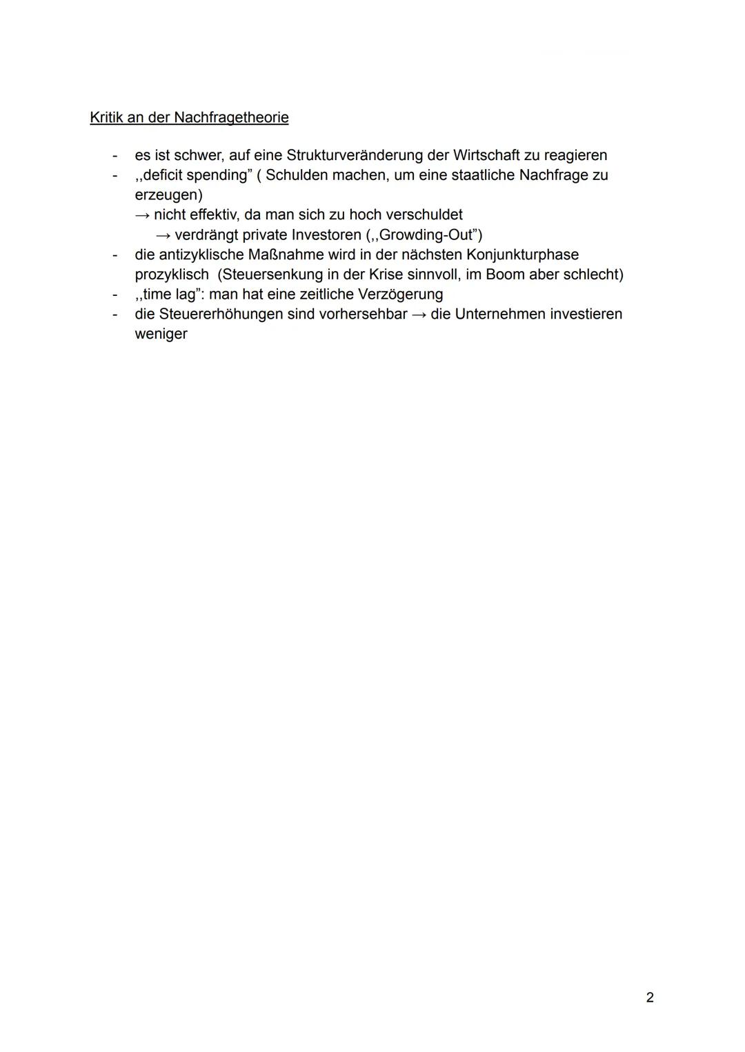 # Abitur Vorbereitung

Nachfragetheorie (Keynesianismus)

Das Angebot wird von der Nachfrage gesteuert (niedriger Preis steigende
Nachfrage 