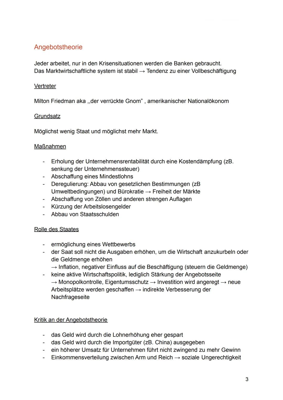 # Abitur Vorbereitung

Nachfragetheorie (Keynesianismus)

Das Angebot wird von der Nachfrage gesteuert (niedriger Preis steigende
Nachfrage 