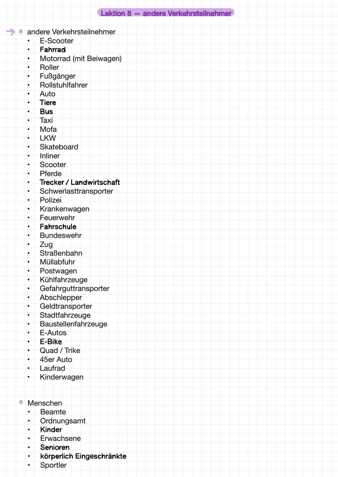 Lektion 8 — andere Verkehrsteilnehmer 