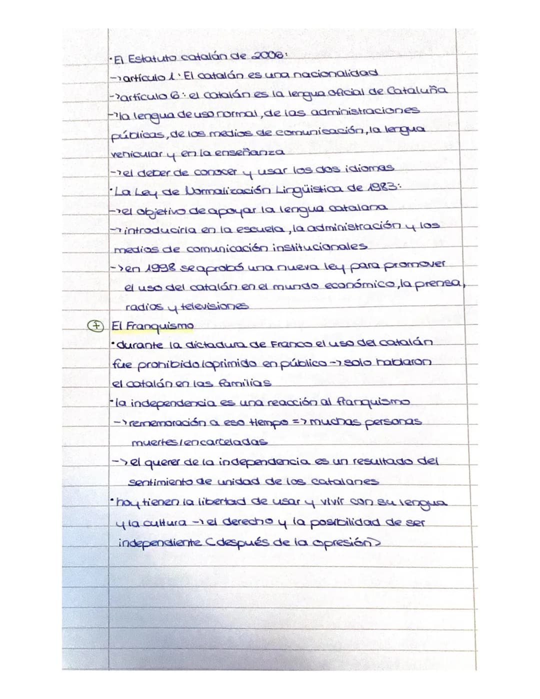 6
S
6) Discusión: La independencia de Cataluña
A favor de la independencia
Handlingüismo
el catalán es la lengua materna y una parte de la c