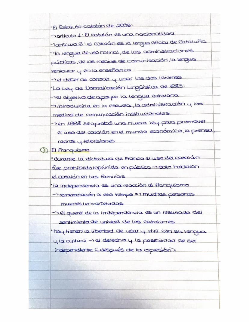 6
S
6) Discusión: La independencia de Cataluña
A favor de la independencia
Handlingüismo
el catalán es la lengua materna y una parte de la c