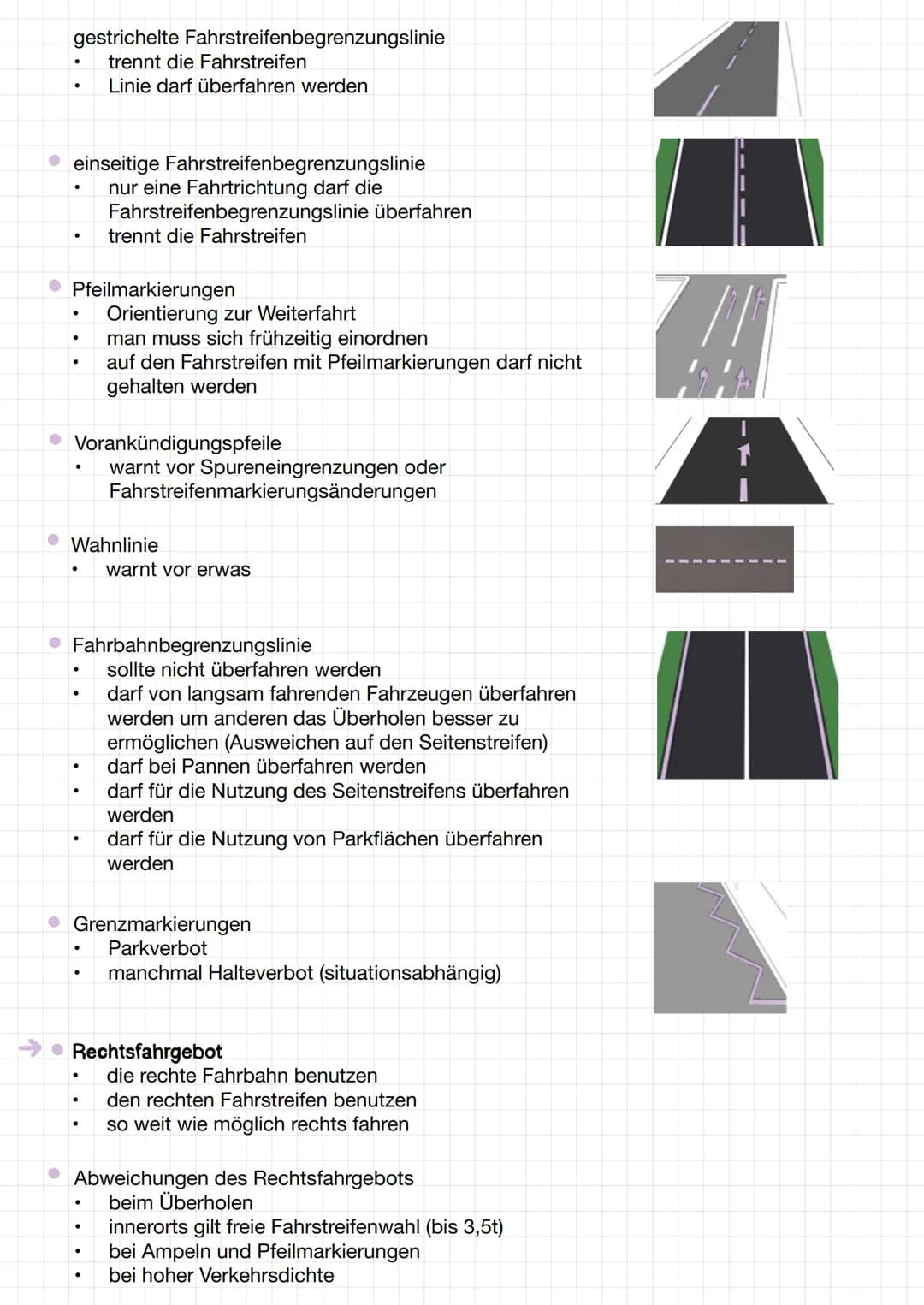 Straße
Richtungsfahrbahn
Seiten-/Parkstraßen
• Sonderwege
Fahrstreifen
Fahrbahnmarkierungen
• Sperrfläche
Lektion 4 -
Haltelinie
●
darf nich
