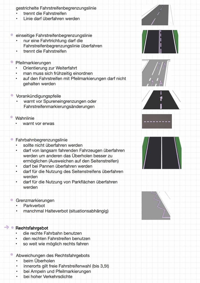 Straße
Richtungsfahrbahn
Seiten-/Parkstraßen
• Sonderwege
Fahrstreifen
Fahrbahnmarkierungen
• Sperrfläche
Lektion 4 -
Haltelinie
●
darf nich
