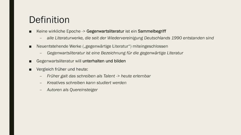 GEGENWARTSLITERATUR
von Neele Malzer Inhaltsverzeichnis
■
■
Definition
Merkmale
Wichtige Ereignisse
Welt- und Menschenbild
Themen
Typische S