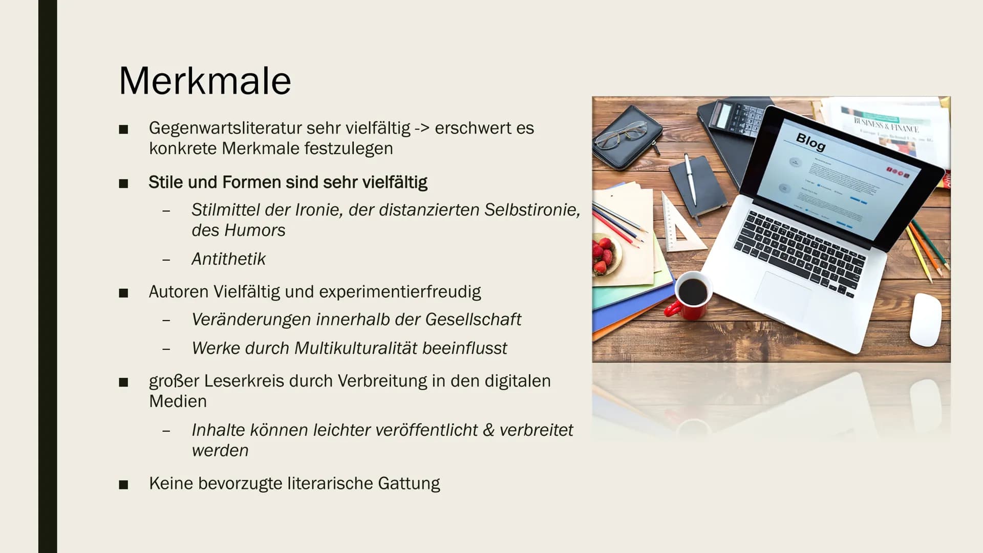 GEGENWARTSLITERATUR
von Neele Malzer Inhaltsverzeichnis
■
■
Definition
Merkmale
Wichtige Ereignisse
Welt- und Menschenbild
Themen
Typische S
