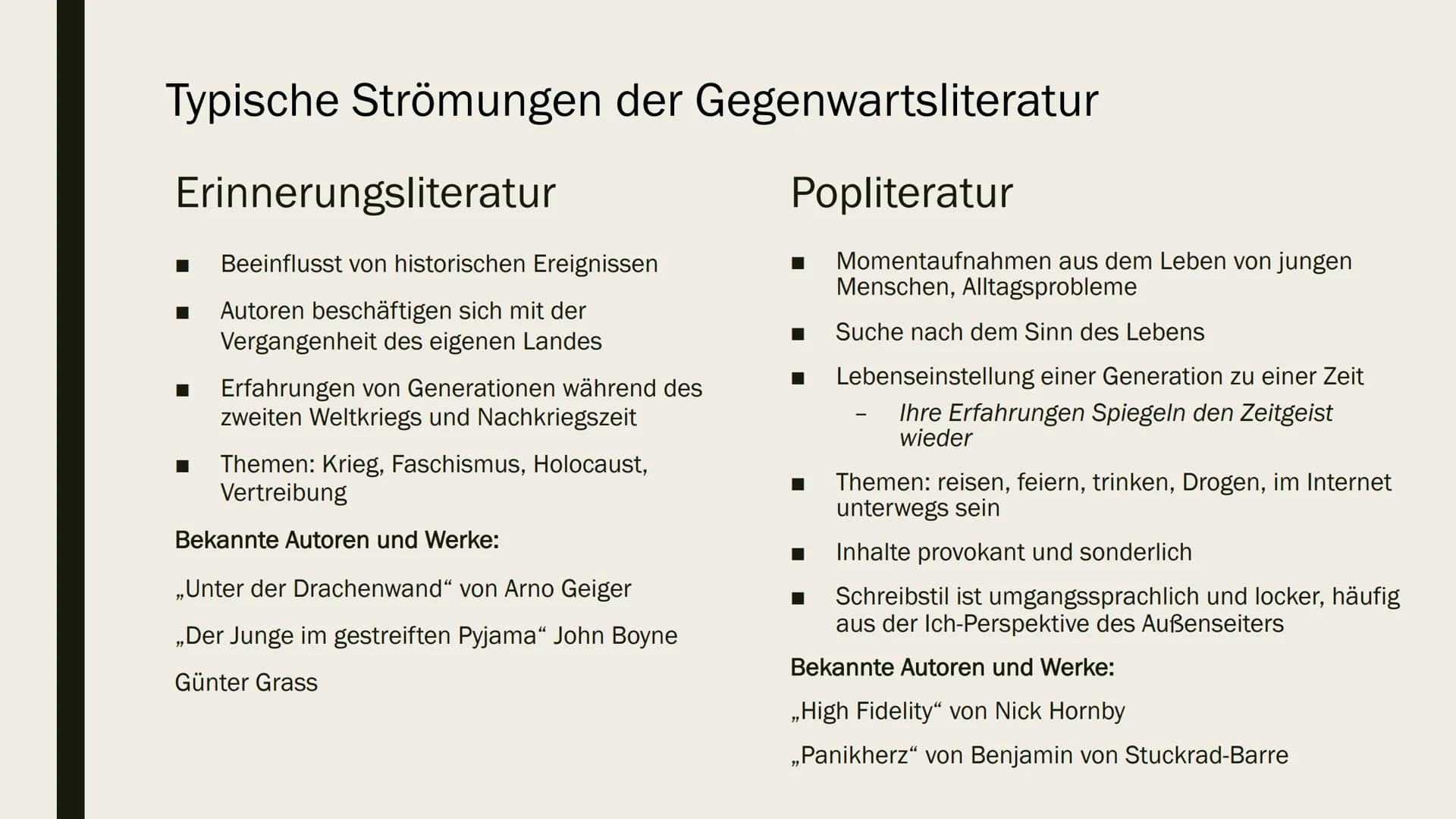 GEGENWARTSLITERATUR
von Neele Malzer Inhaltsverzeichnis
■
■
Definition
Merkmale
Wichtige Ereignisse
Welt- und Menschenbild
Themen
Typische S