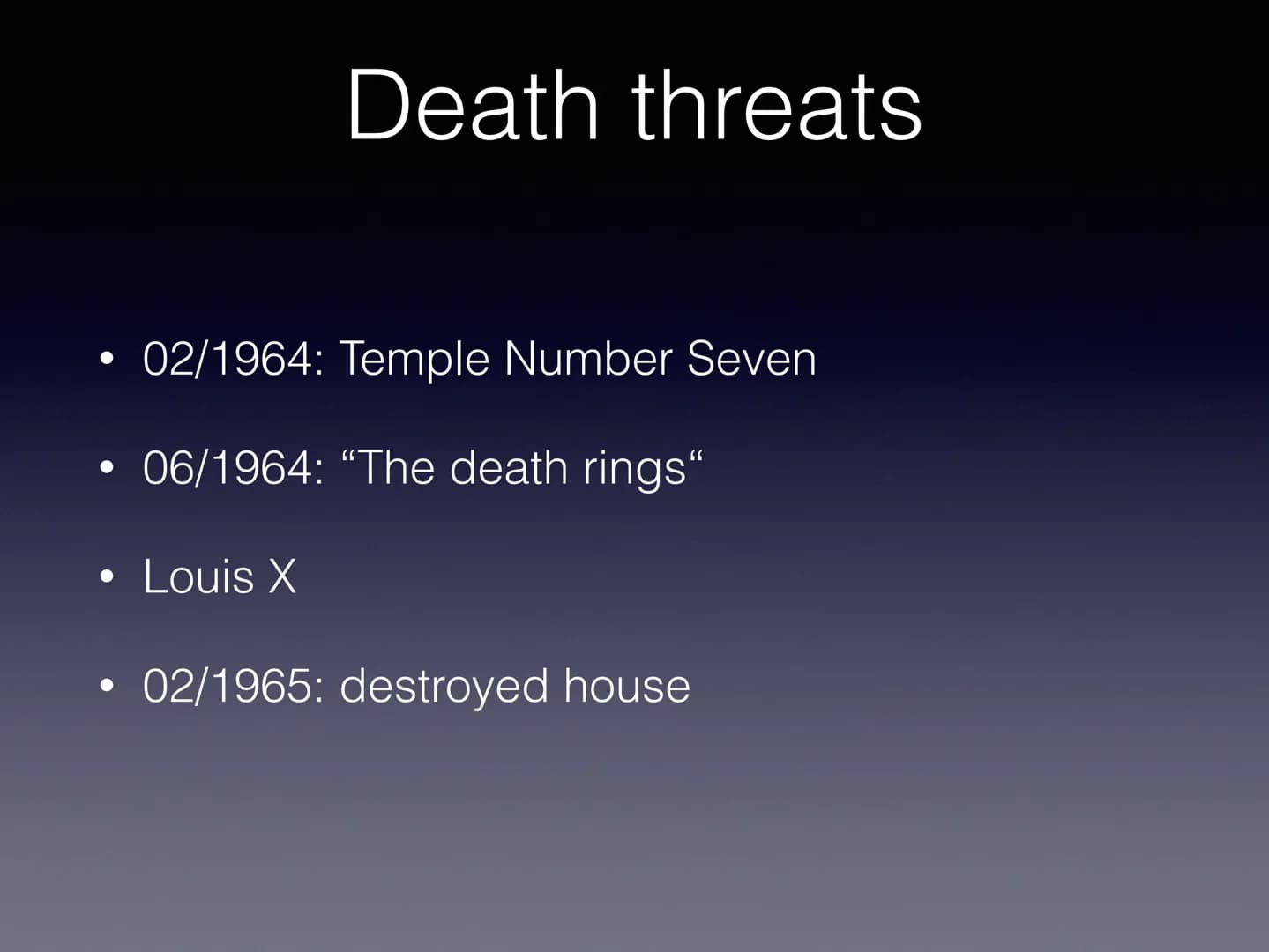 Malcolm X • Who is Malcolm X?
●
●
●
●
●
●
table of contents
●
Family
Early years
Death threats
Assassination
Philosophy
Malcolm X:"Message t