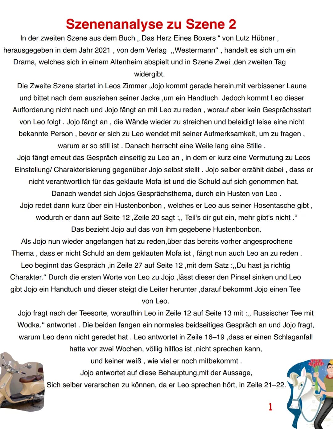 DAS HERZ EINES BOXERS -LUTZ HÜBNER
Portfolio Fach :Deutsch
Von J. A. Hahne Szenenanalyse zu Szene 2
In der zweiten Szene aus dem Buch „, Das
