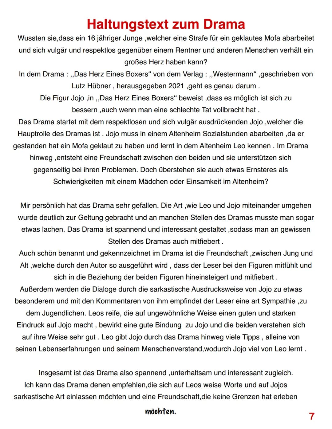 DAS HERZ EINES BOXERS -LUTZ HÜBNER
Portfolio Fach :Deutsch
Von J. A. Hahne Szenenanalyse zu Szene 2
In der zweiten Szene aus dem Buch „, Das