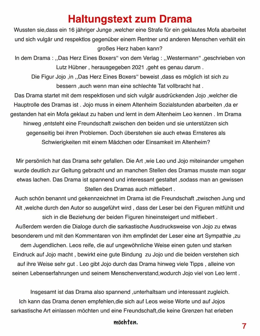 DAS HERZ EINES BOXERS -LUTZ HÜBNER
Portfolio Fach :Deutsch
Von J. A. Hahne Szenenanalyse zu Szene 2
In der zweiten Szene aus dem Buch „, Das