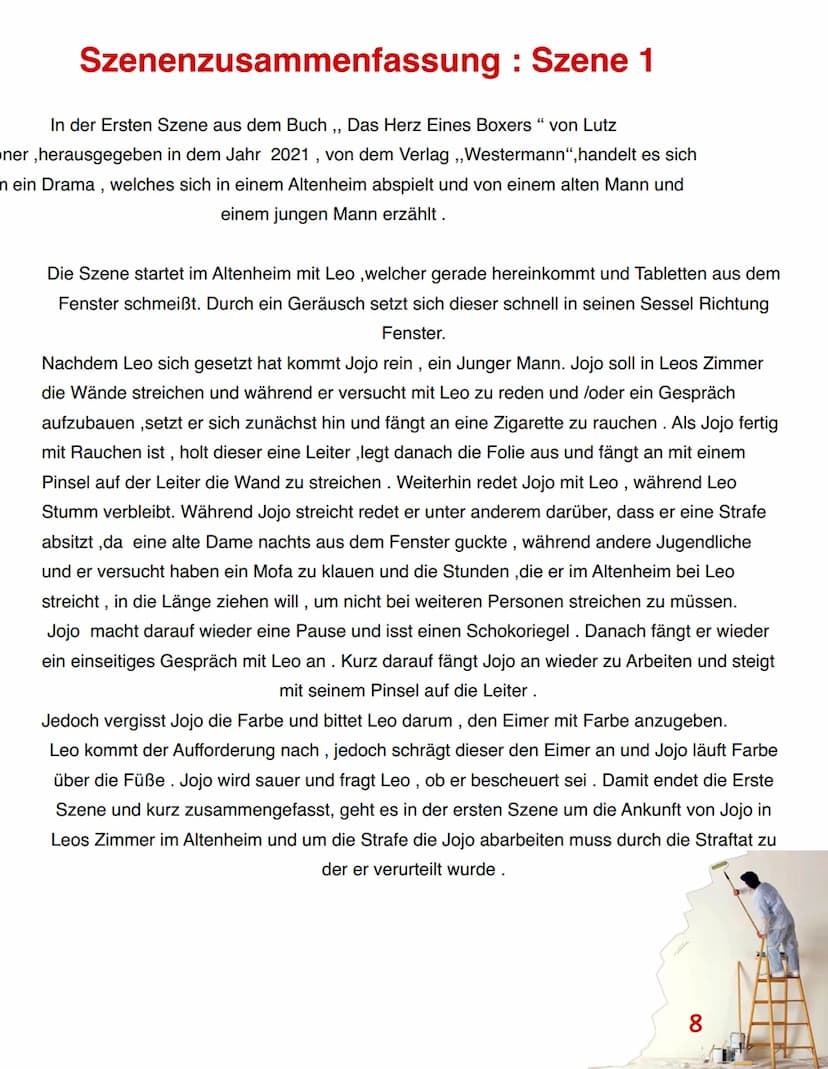DAS HERZ EINES BOXERS -LUTZ HÜBNER
Portfolio Fach :Deutsch
Von J. A. Hahne Szenenanalyse zu Szene 2
In der zweiten Szene aus dem Buch „, Das
