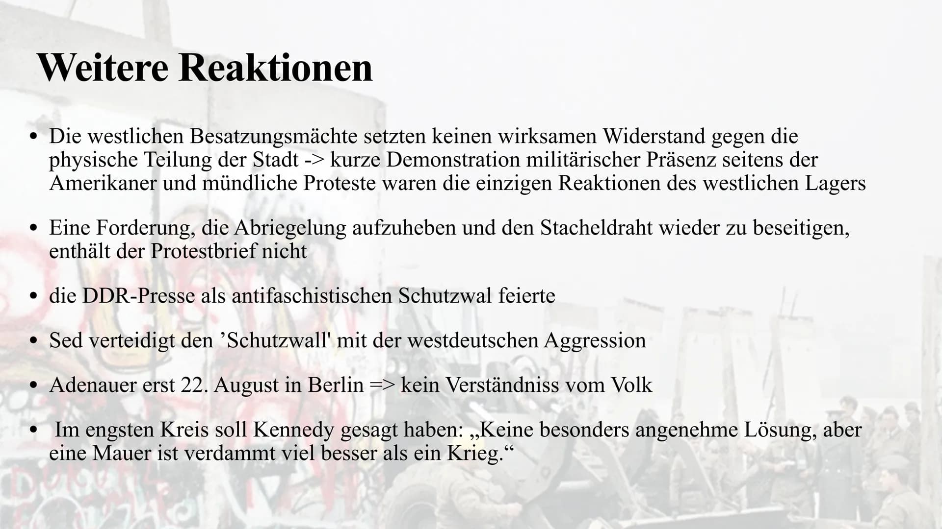 Der Mauerbau 1961
Julia Jost und Melina Berg
UZEL Inhaltsangabe
Allgemeine Fakten zur Mauer
•
Aufbau der Mauer
• Gründe für den Bau der Berl