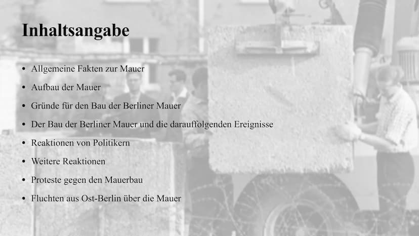 Der Mauerbau 1961
Julia Jost und Melina Berg
UZEL Inhaltsangabe
Allgemeine Fakten zur Mauer
•
Aufbau der Mauer
• Gründe für den Bau der Berl
