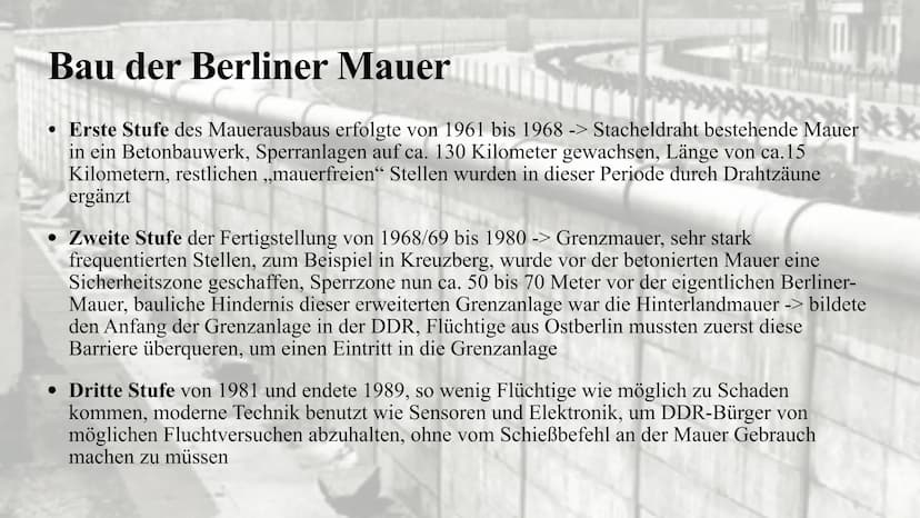 Der Mauerbau 1961
Julia Jost und Melina Berg
UZEL Inhaltsangabe
Allgemeine Fakten zur Mauer
•
Aufbau der Mauer
• Gründe für den Bau der Berl