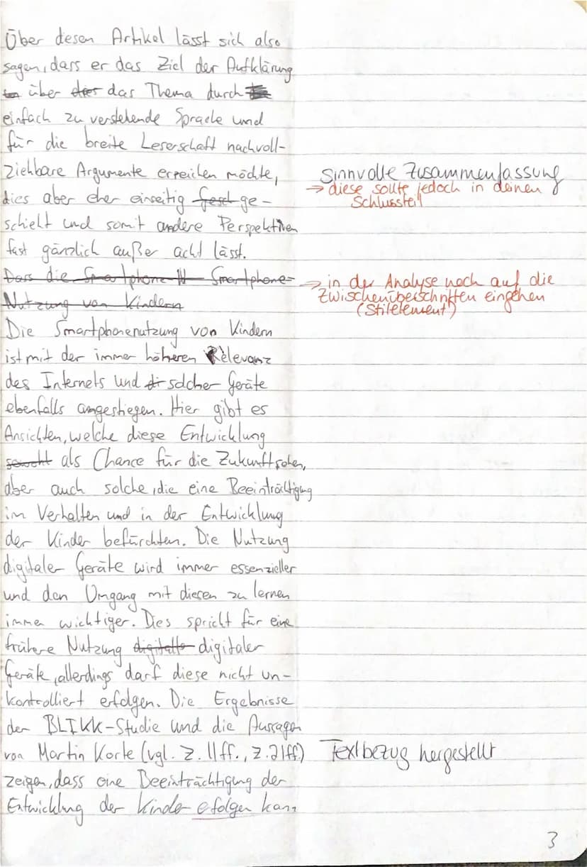 Klasse: la
Name:,
Klausur Nr. 3
Thema: Textgebundene Erörterung
Datum: 23.0322
Aufgabe:
Schreibe eine textgebundene Erörterung zu dem Text „
