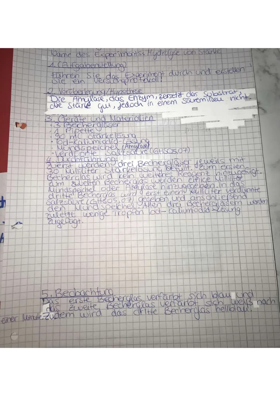 h
4
Name des Experiments: Hydrolyse
1. (Aufgabenstellypa)
führen Sie das Experiment durch und erstellen
Versuchgoro tokoll!
von Stärke
12. V