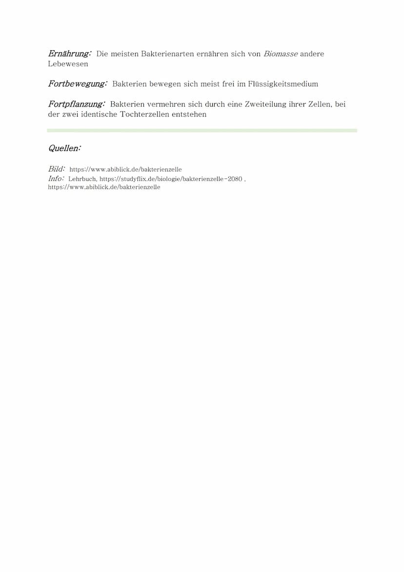 Definition: Eine Bakterienzelle ist eine Protozyte (-Zellen der Prokaryoten), was
bedeutet, dass sie keinen Zellkern besitzt. Stattdessen be