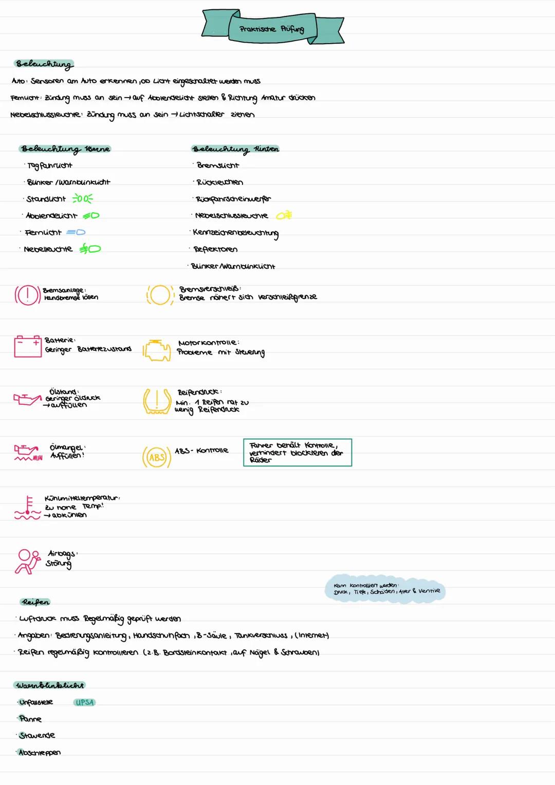 # Praktische Aüfung

Beleuchtung

Auto: Sensoren am Auto erkennen, on Licht eingeschaltet werden muss

Femuant: Zündung muss an sein auf Abo