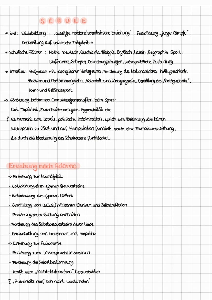 Lernzettel
Hitlers Fraichungsgrundsätze
→ 1. Heranzüchten kerngesunder Körper
> Ziel ist Schutz des Staates und des Volkes durch
Selbsterhal
