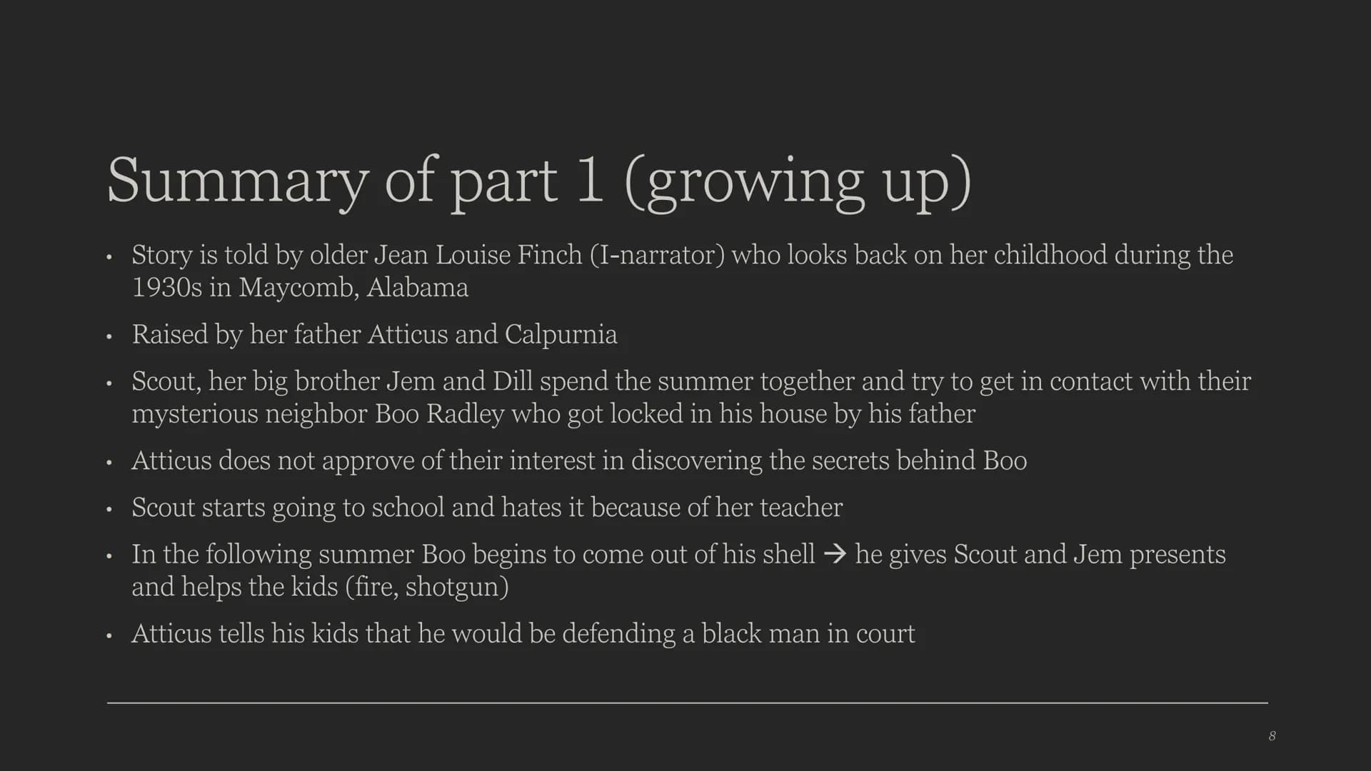 To Kill a Mockingbird
HARPER LEE
Darren Swain, Eleonora Simonelli Content
. Author
Historical background
• Summary
●
Characterization
Themes