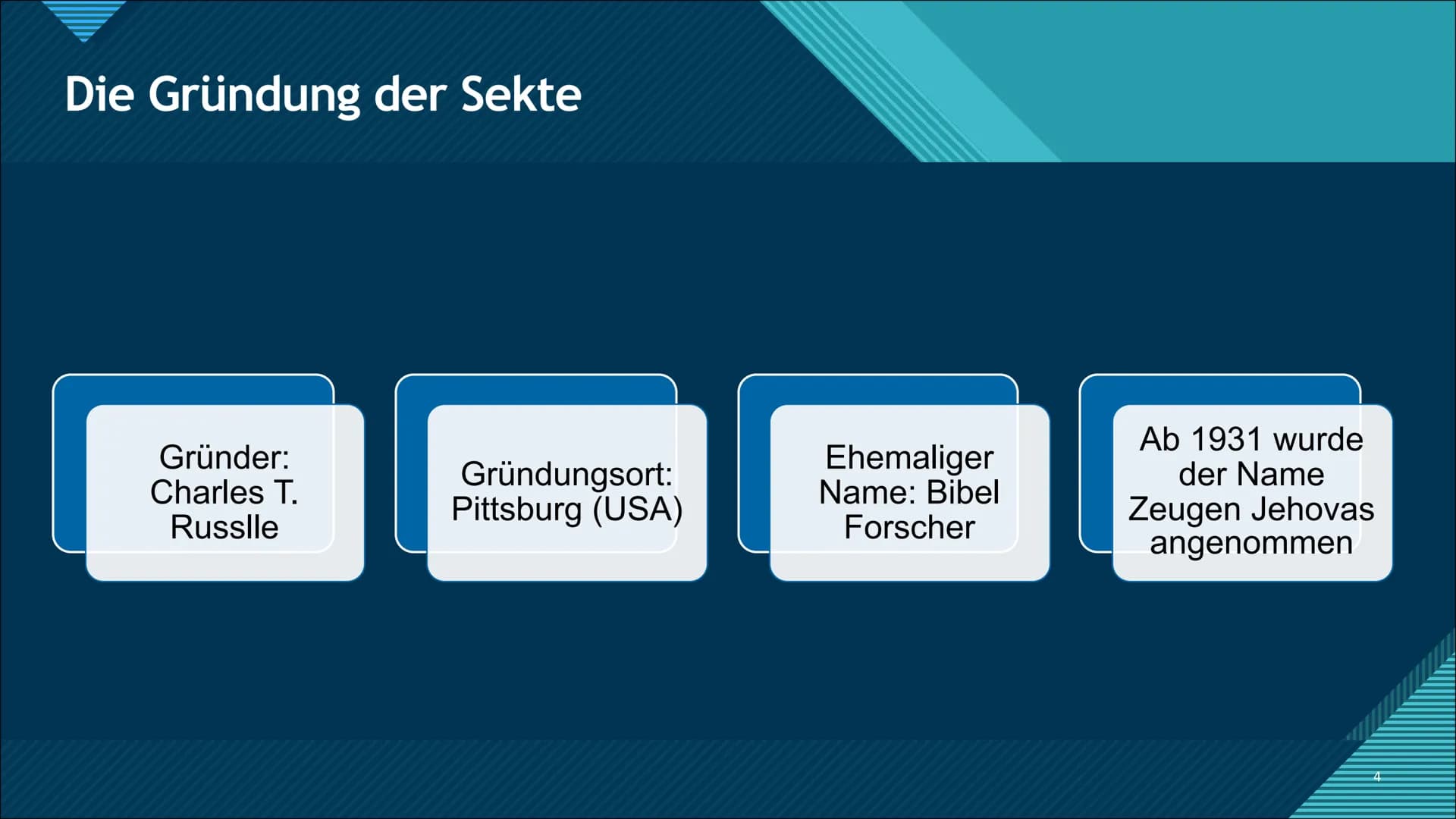 Die Zeugen Jehovas
Arian Mustafa INHALTSVERZEICHNIS
-Die Gründung der Zeugen Jehovas
-Sind die Jehovas eine Sekte?
-Glauben
-Beitritt in die