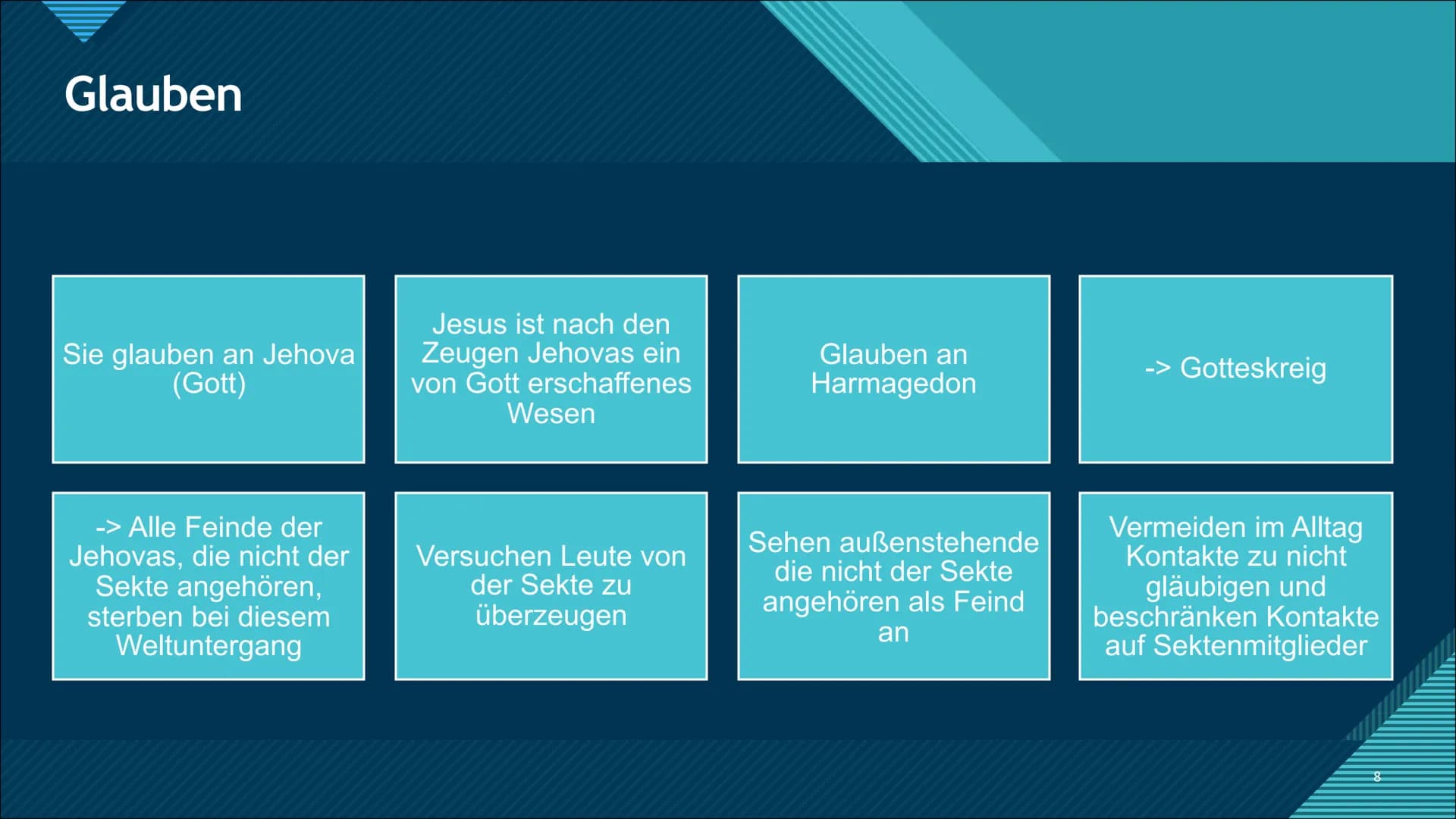 Die Zeugen Jehovas
Arian Mustafa INHALTSVERZEICHNIS
-Die Gründung der Zeugen Jehovas
-Sind die Jehovas eine Sekte?
-Glauben
-Beitritt in die