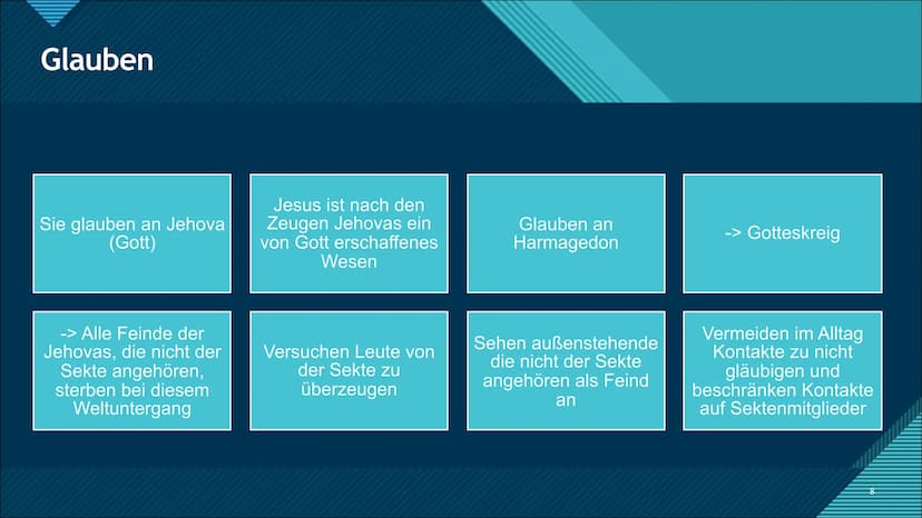 Die Zeugen Jehovas
Arian Mustafa INHALTSVERZEICHNIS
-Die Gründung der Zeugen Jehovas
-Sind die Jehovas eine Sekte?
-Glauben
-Beitritt in die