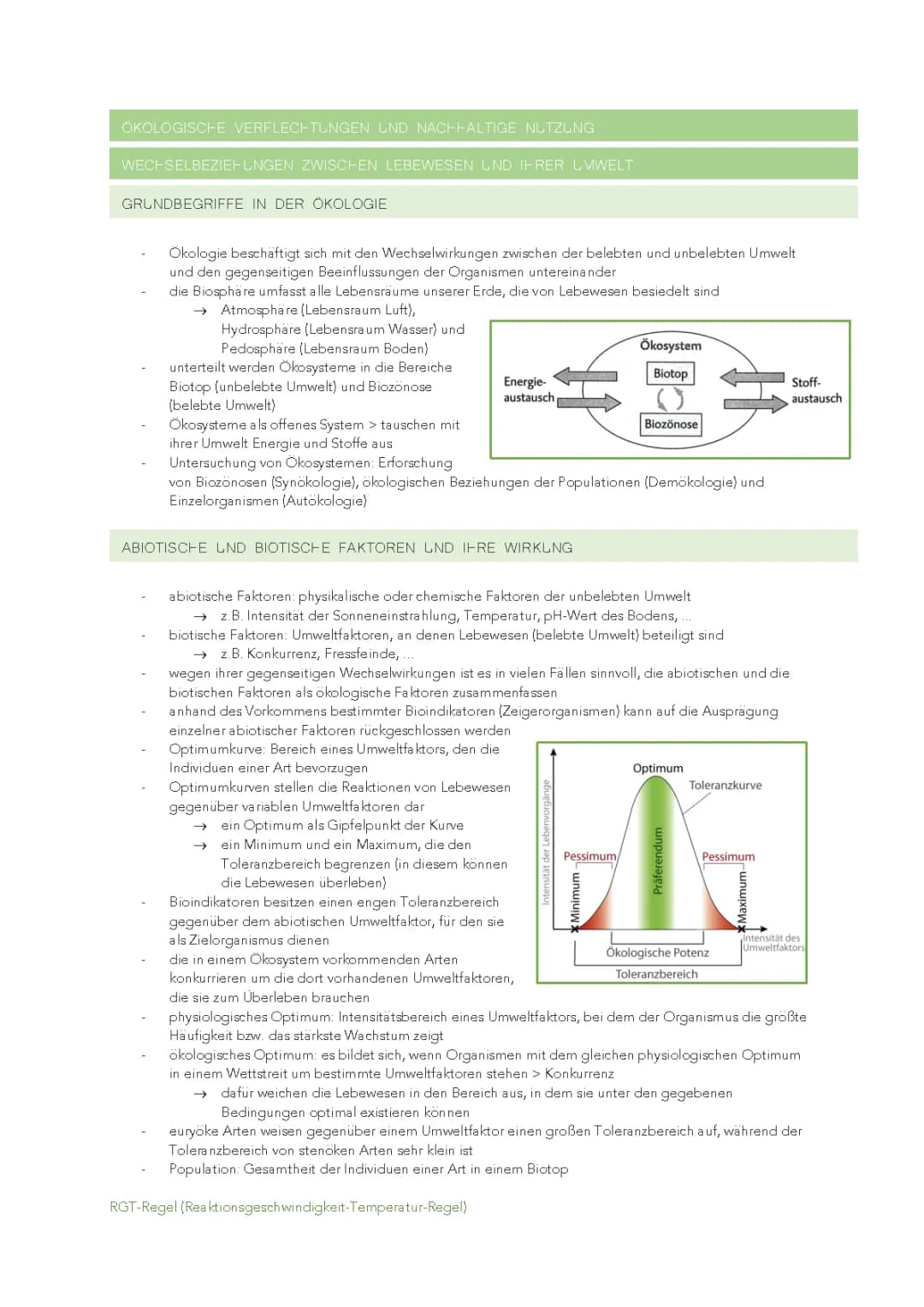 Abitur Lernzettel Biologie - Ökologie 