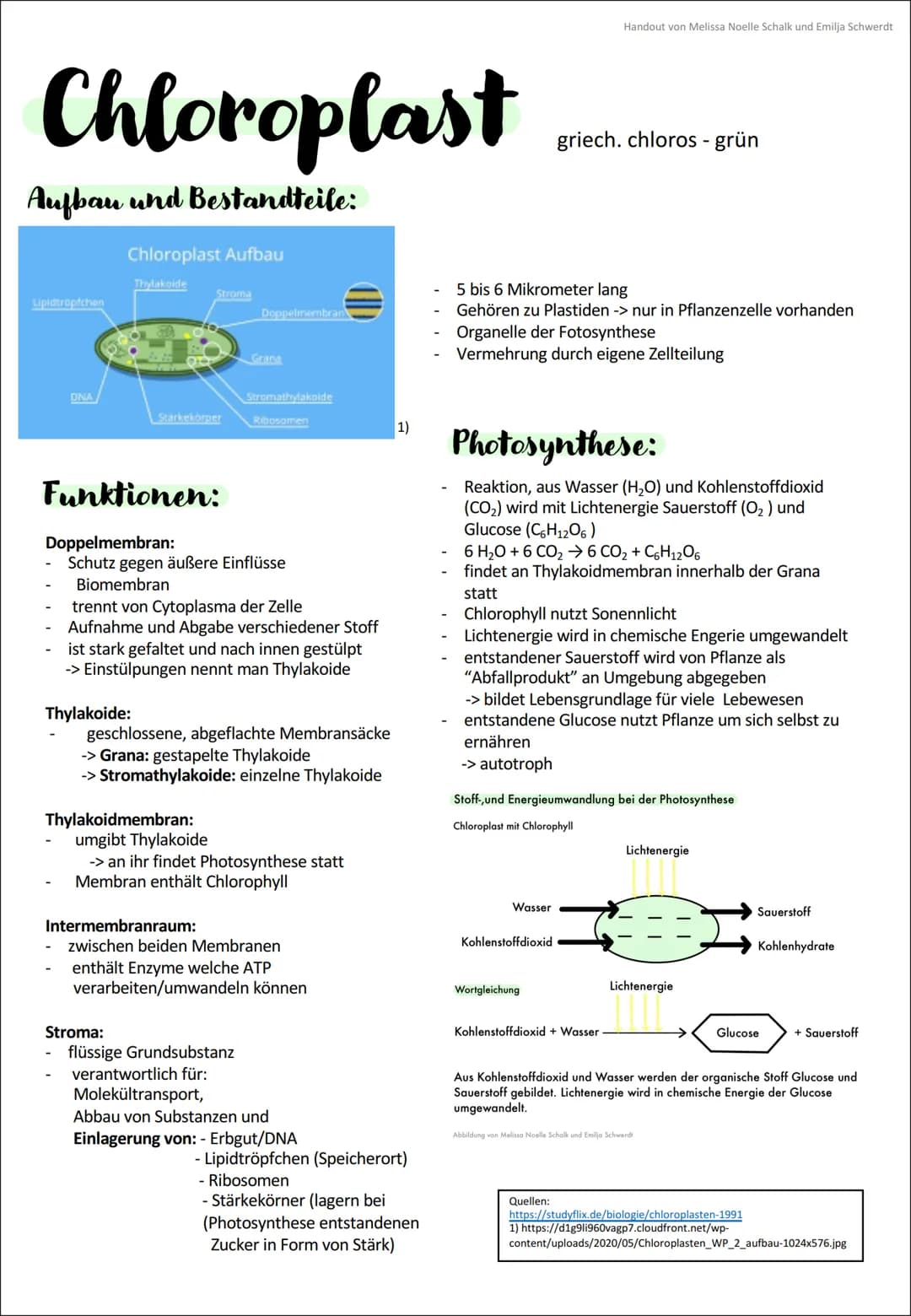 Chloroplast
Aufbau und Bestandteile:
Lipidtröpfchen
DNA
Chloroplast Aufbau
Thylakoide
Starkekörper
Funktionen:
Stroma
Thylakoidmembran:
umgi