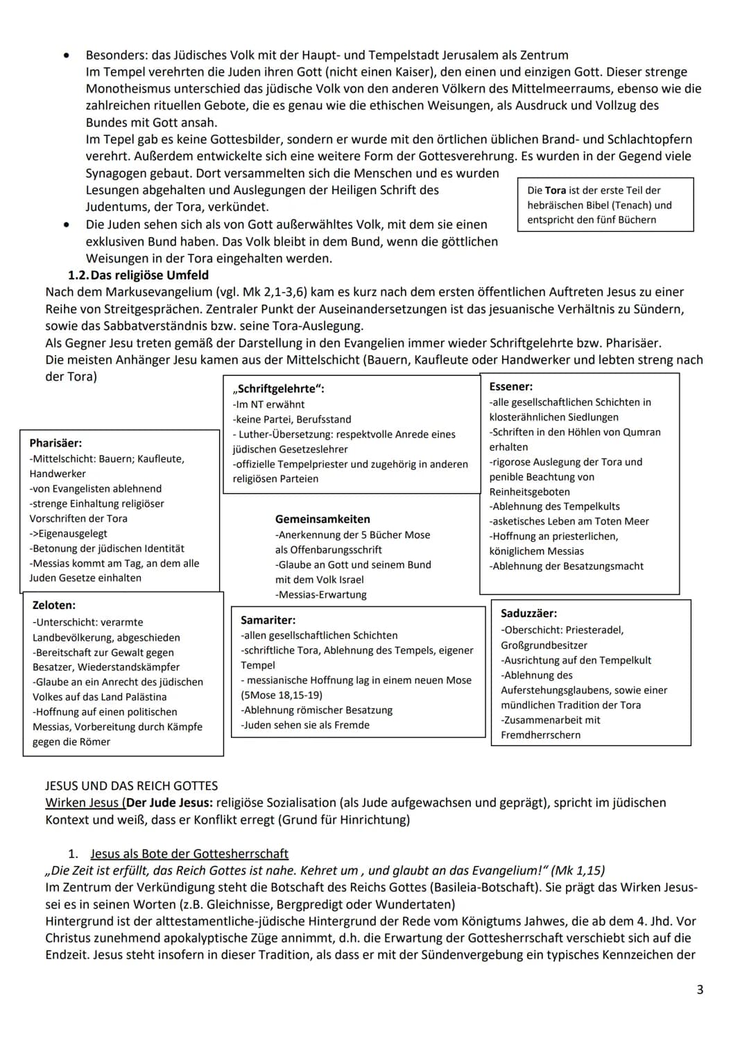ABI-ZUSAMMENFASSUNG
I. Christologie
Historischer Jesus vs. Christus des Glaubens
->kontroverse Person (konfliktreiches Auftreten, Auferstehu