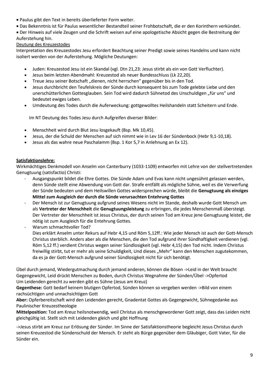 ABI-ZUSAMMENFASSUNG
I. Christologie
Historischer Jesus vs. Christus des Glaubens
->kontroverse Person (konfliktreiches Auftreten, Auferstehu