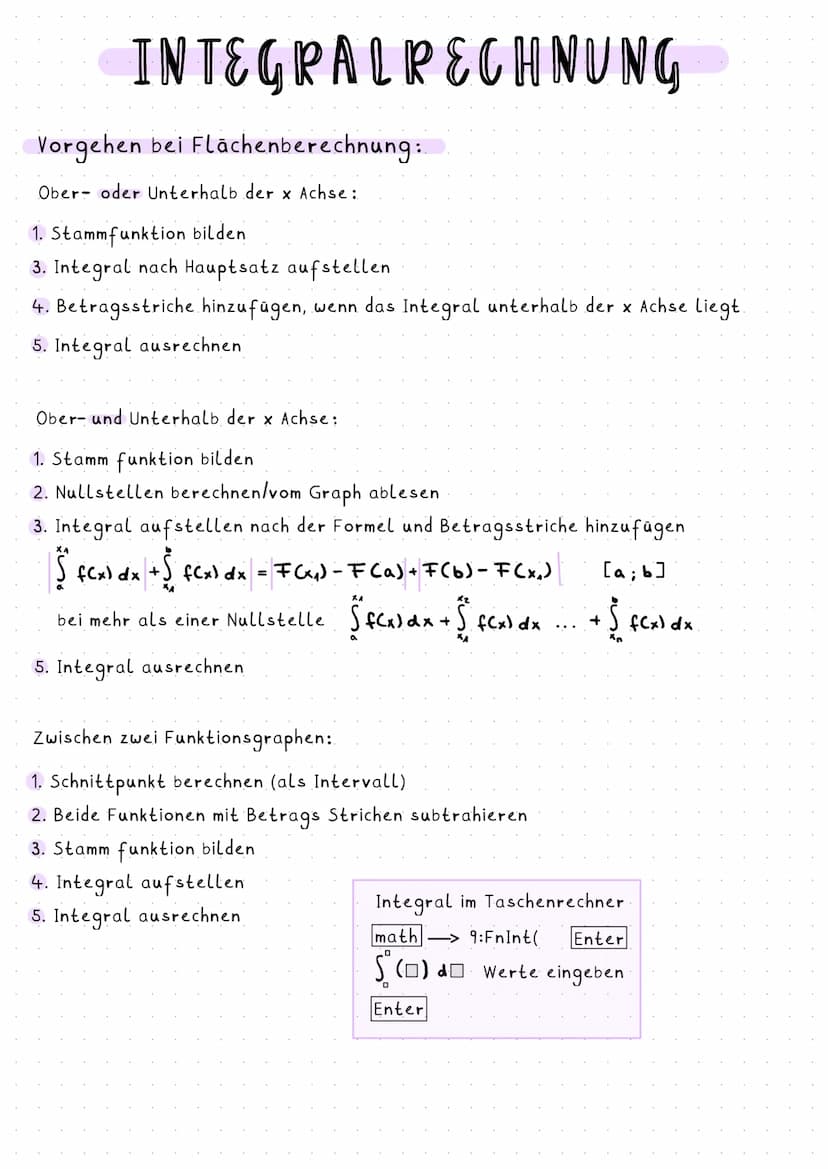 INTEGRALPECHNUNG
Stammfunktionen bestimmen:
f"(x) = f'(x) + f(x) →→→ F(x)
2. Ableitung 1. Ableitung Ausgangsfunution Stammfunution
Konstante