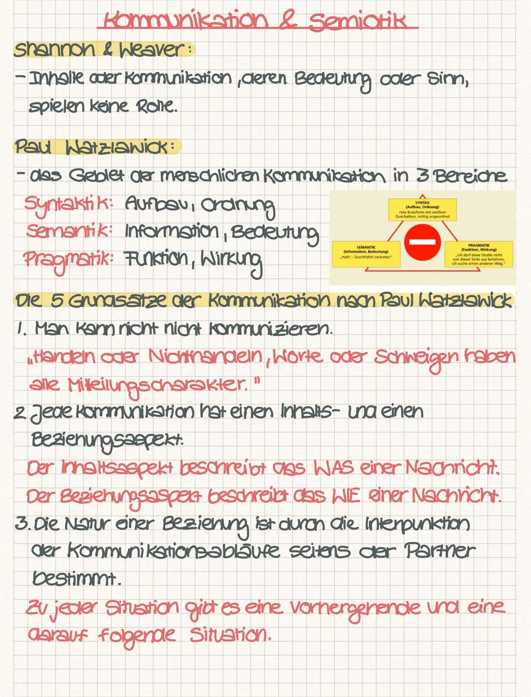 Kommunikation & semiotik
Shannon & Weaver:
-Inhalle oder Kommunikation, deren Bedeutung oder Sinn,
spielen keine Rone.
Paul Watzlawick:
-das