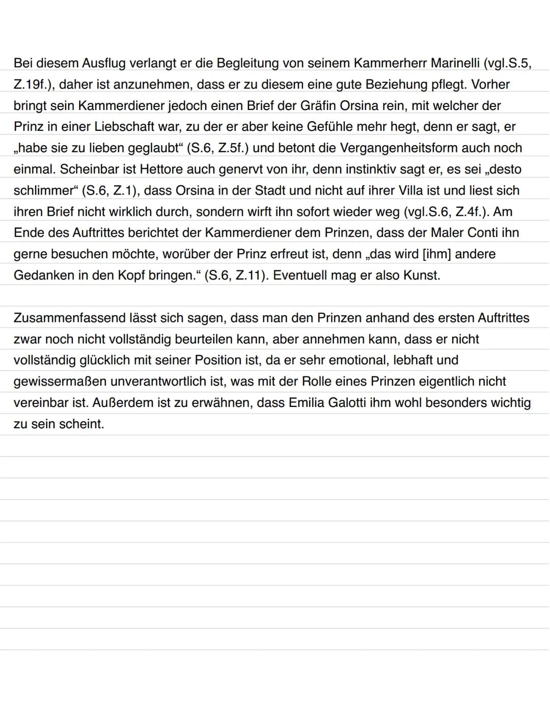 Emilia
Galotti
CHARAKTERISIERUNG DES PRINZEN Aufzug I, croter Auftritt
Das Drama ,,Emilia Galotti" von Gotthold Ephraim Lessing aus dem Jahr