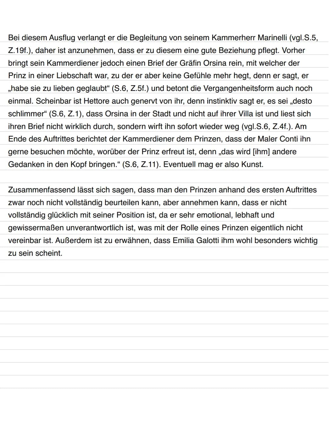 Emilia
Galotti
CHARAKTERISIERUNG DES PRINZEN Aufzug I, croter Auftritt
Das Drama ,,Emilia Galotti" von Gotthold Ephraim Lessing aus dem Jahr