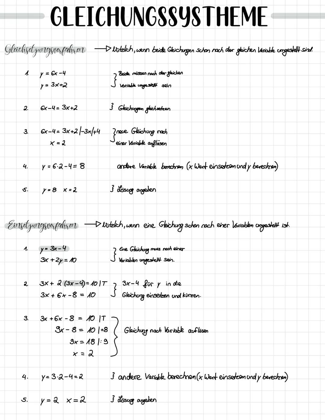 # GLEICHUNGSSYSTHEME

Gleichsetzungsverfahren Votekch, wenn beide Gleichungen schon nach der gleichen Variable comgestellt sind.

2 Beide mü