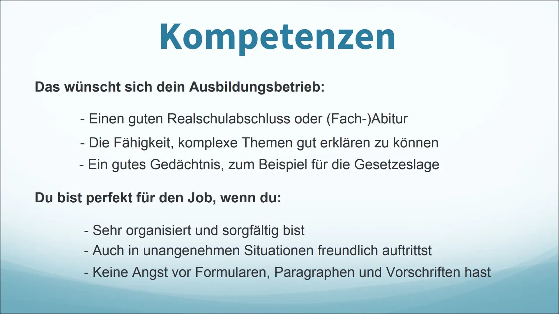 Verwaltungsfach-
angestellte -
-
-
Berufsbeschreibung
Beschäftigungen mit Genehmigungen
beraten Bürger und Organisationen
berechnen Beiträge