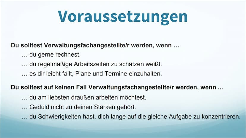 Verwaltungsfach-
angestellte -
-
-
Berufsbeschreibung
Beschäftigungen mit Genehmigungen
beraten Bürger und Organisationen
berechnen Beiträge