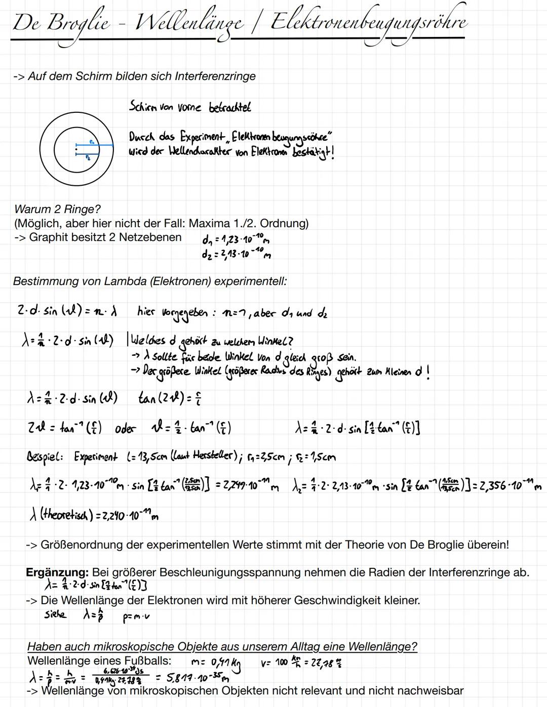 De Broglie - Wellenlänge | Elektronenbengungsröhre
Die De Broglie - Wellenlänge
Bisher: Wellencharakter und Teilchencharakter des Lichtes
->