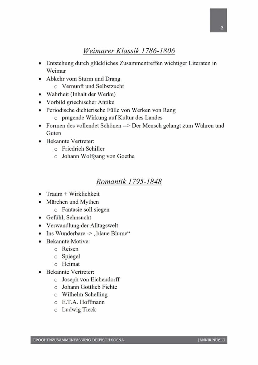 Epochen:
Epochenzusammenfassungen
1. Barock
2. Aufklärung
3. Sturm und Drang
4. Weimarer Klassik
5. Romantik
6. Realismus
7. Naturalismus
8.