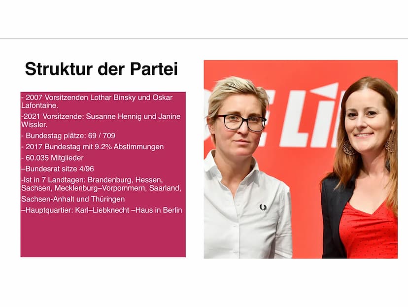 DIE LINKE. Themen
Geschichte
Struktur der Partei/Personen
Politik
Wahlprogramm Geschichte
-Gegründet am 16. Juli 2007 durch
Verschmelzung de